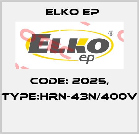 Code: 2025, Type:HRN-43N/400V  Elko EP