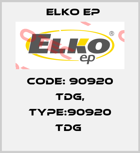 Code: 90920 TDG, Type:90920 TDG  Elko EP
