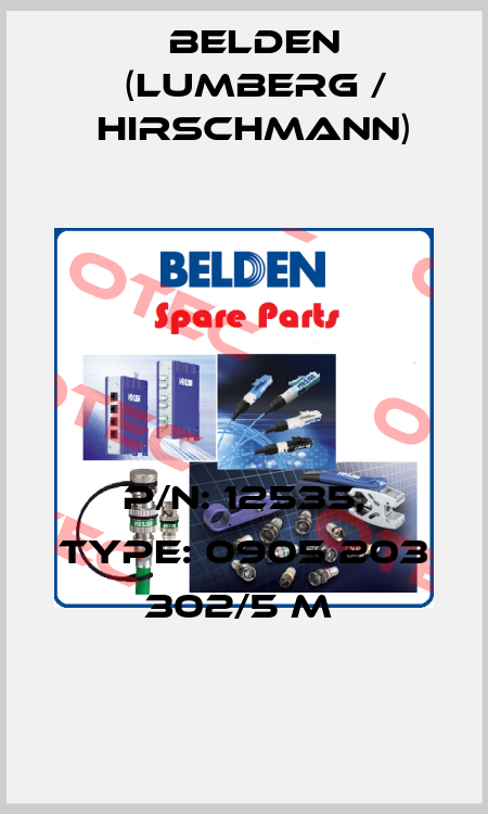 P/N: 12535, Type: 0905 203 302/5 M  Belden (Lumberg / Hirschmann)