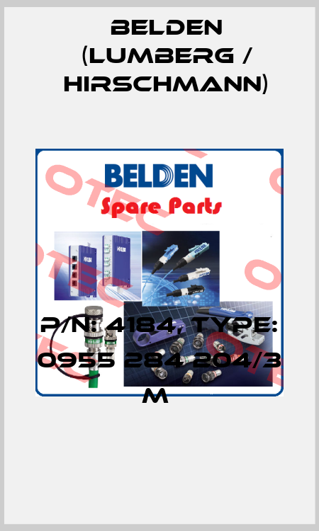 P/N: 4184, Type: 0955 284 204/3 M  Belden (Lumberg / Hirschmann)