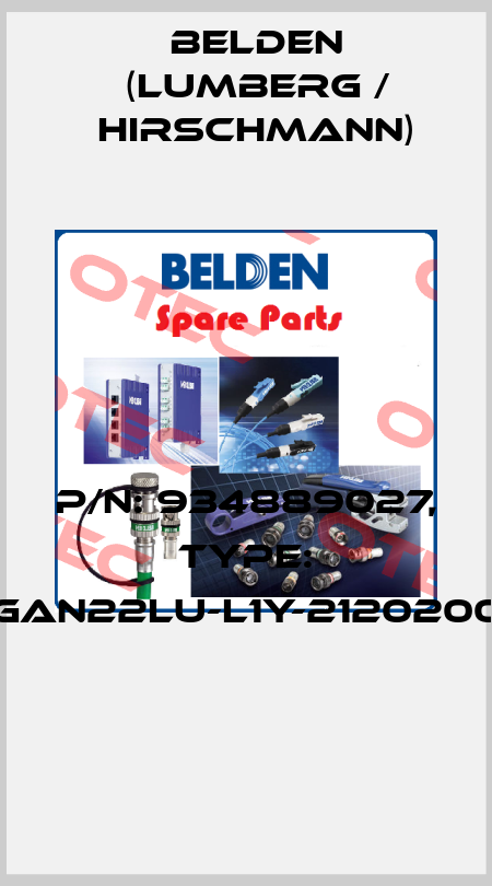 P/N: 934889027, Type: GAN22LU-L1Y-2120200  Belden (Lumberg / Hirschmann)