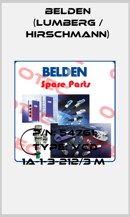 P/N: 54761, Type: VCD 1A-1-3-212/3 M  Belden (Lumberg / Hirschmann)