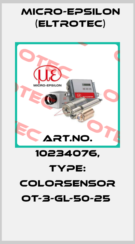 Art.No. 10234076, Type: colorSENSOR OT-3-GL-50-25  Micro-Epsilon (Eltrotec)