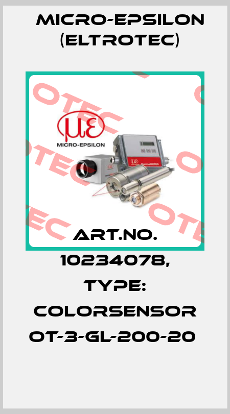 Art.No. 10234078, Type: colorSENSOR OT-3-GL-200-20  Micro-Epsilon (Eltrotec)