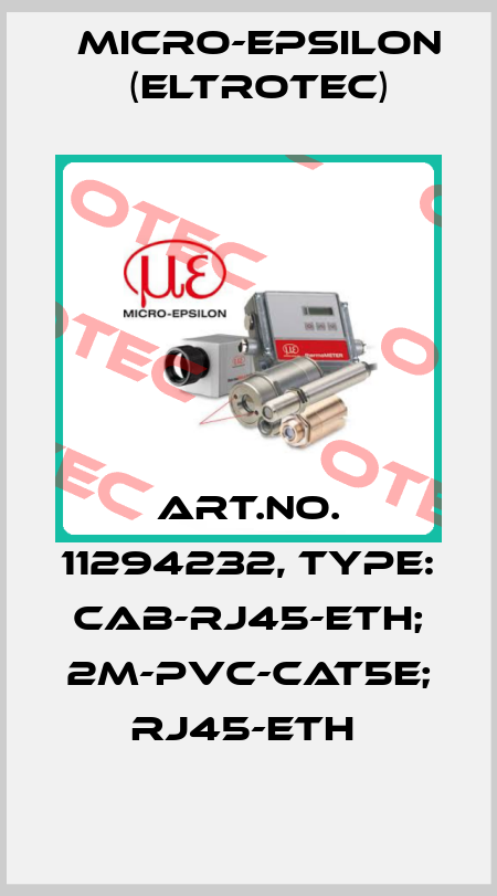 Art.No. 11294232, Type: CAB-RJ45-Eth; 2m-PVC-Cat5e; RJ45-Eth  Micro-Epsilon (Eltrotec)