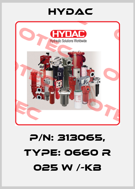 P/N: 313065, Type: 0660 R 025 W /-KB Hydac