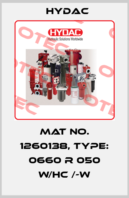 Mat No. 1260138, Type: 0660 R 050 W/HC /-W Hydac