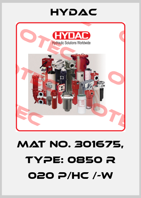 Mat No. 301675, Type: 0850 R 020 P/HC /-W Hydac