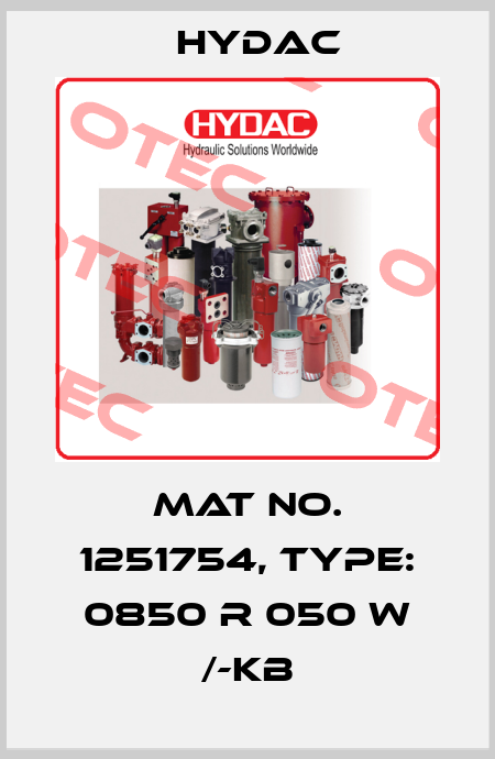 Mat No. 1251754, Type: 0850 R 050 W /-KB Hydac