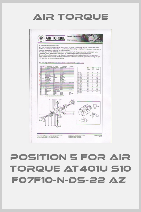 Position 5 for AIR TORQUE AT401U S10 F07F10-N-DS-22 AZ -big