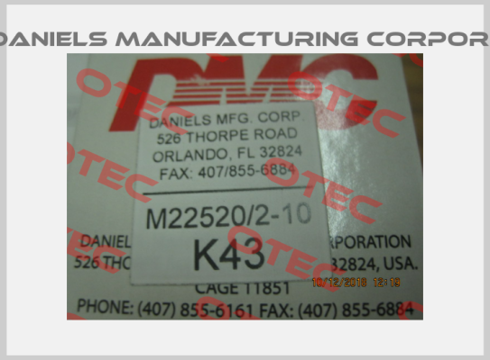 K43 Dmc Daniels Manufacturing Corporation