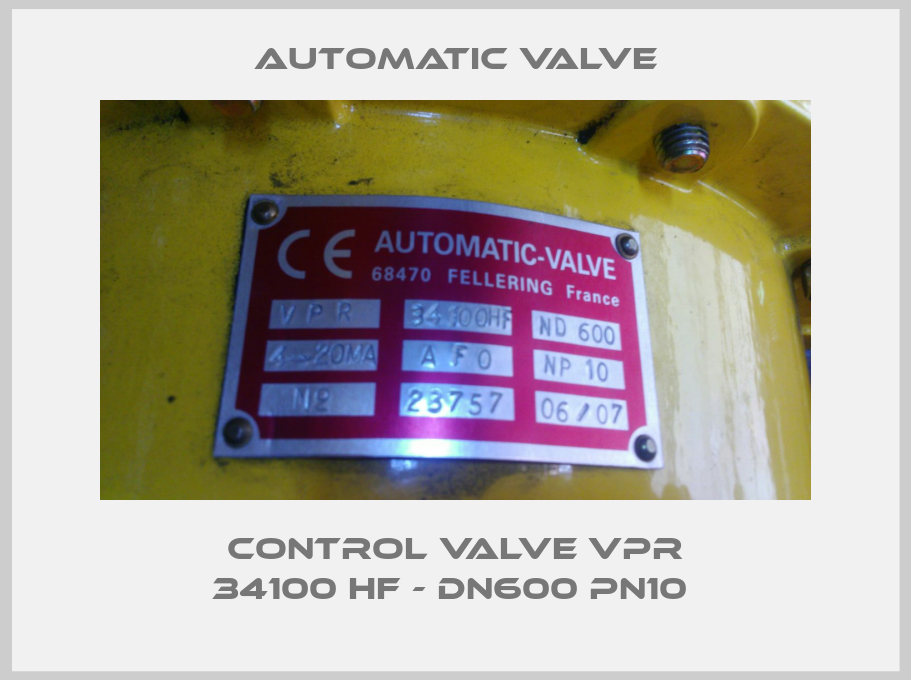 Control valve VPR 34100 HF - DN600 PN10 -big