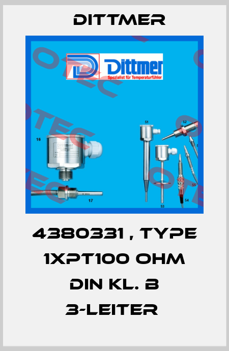 4380331 , type 1xPT100 Ohm DIN Kl. B 3-Leiter  Dittmer