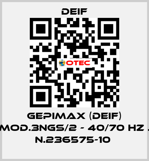 GEPIMAX (DEIF) MOD.3NGS/2 - 40/70 HZ . N.236575-10  Deif