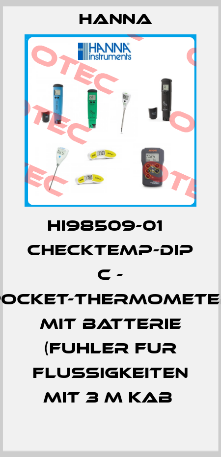 HI98509-01   CHECKTEMP-DIP C - POCKET-THERMOMETER MIT BATTERIE (FUHLER FUR FLUSSIGKEITEN MIT 3 M KAB  Hanna
