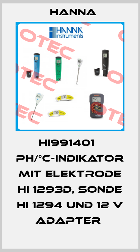 HI991401   PH/°C-INDIKATOR MIT ELEKTRODE HI 1293D, SONDE HI 1294 UND 12 V ADAPTER  Hanna
