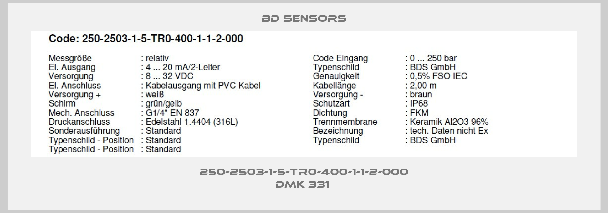 250-2503-1-5-TR0-400-1-1-2-000 DMK 331 -big
