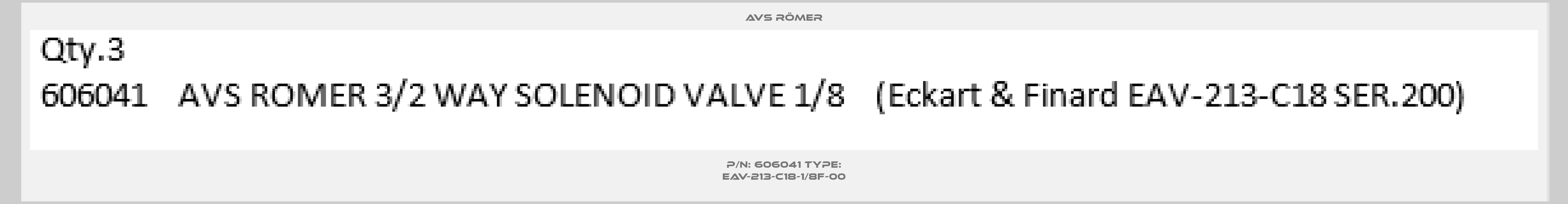 P/N: 606041 Type: EAV-213-C18-1/8F-00-big