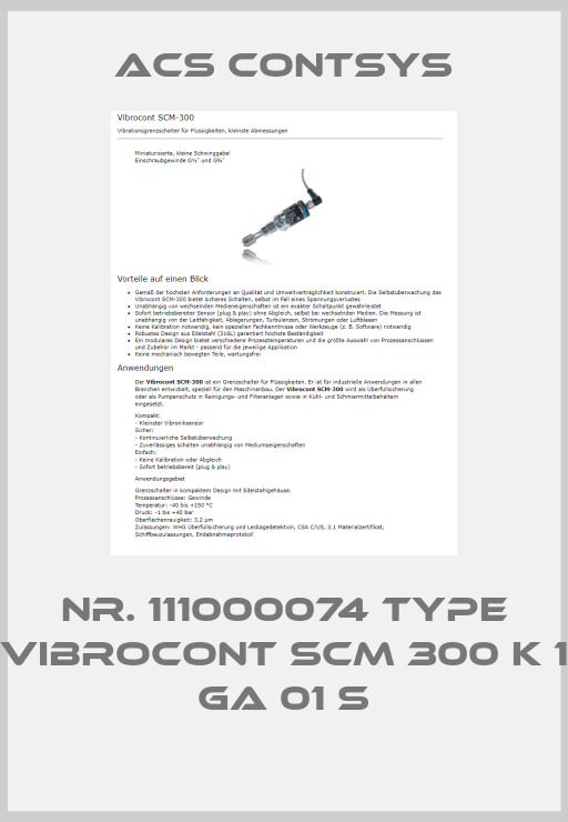 Nr. 111000074 Type Vibrocont SCM 300 K 1 GA 01 S-big