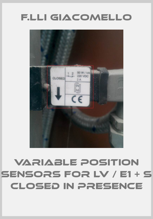 variable position sensors for LV / E1 + S closed in presence-big