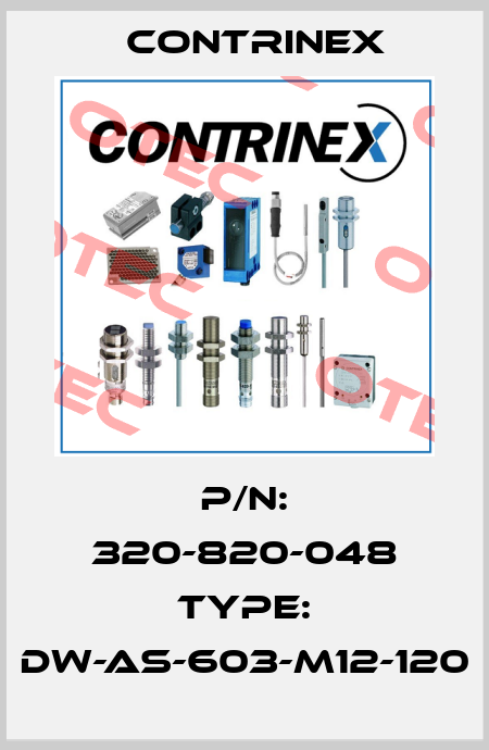 P/N: 320-820-048 Type: DW-AS-603-M12-120 Contrinex