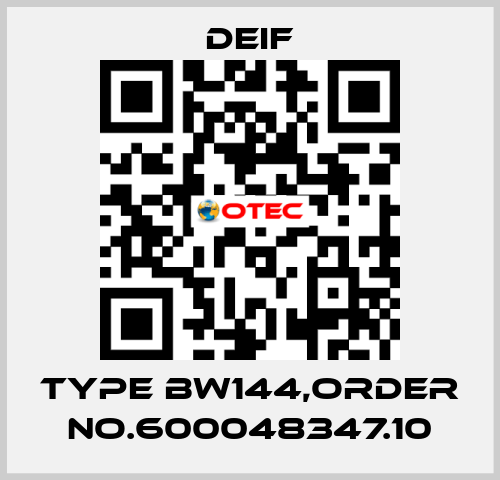 Type BW144,Order No.600048347.10 Deif