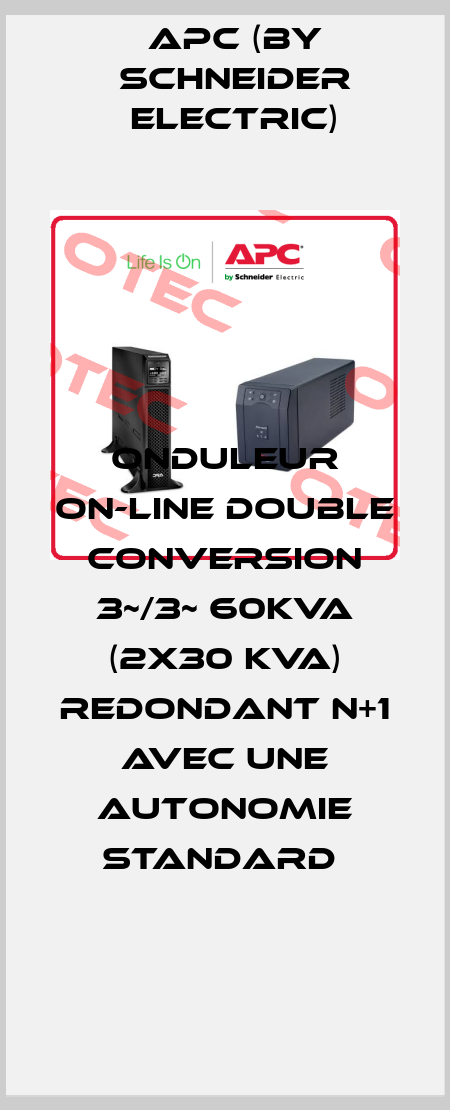 ONDULEUR ON-LINE DOUBLE CONVERSION 3~/3~ 60KVA (2X30 KVA) REDONDANT N+1 AVEC UNE AUTONOMIE STANDARD  APC (by Schneider Electric)