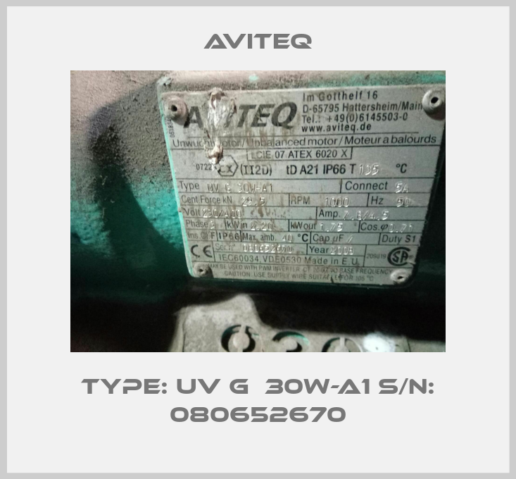 Type: UV G  30W-A1 S/N: 080652670-big