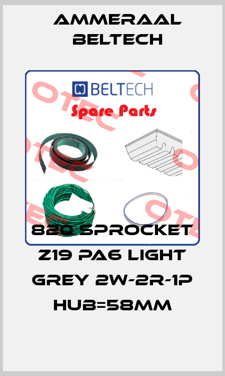 820 Sprocket z19 PA6 Light Grey 2W-2R-1P Hub=58mm Ammeraal Beltech