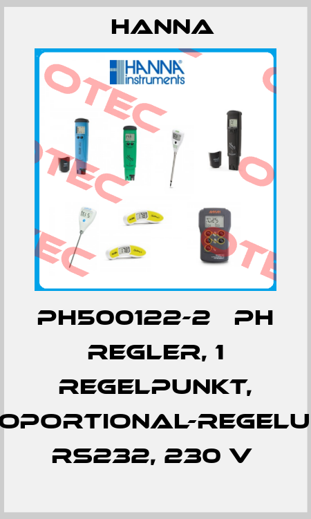 PH500122-2   PH REGLER, 1 REGELPUNKT, PROPORTIONAL-REGELUNG, RS232, 230 V  Hanna