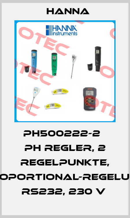 PH500222-2   PH REGLER, 2 REGELPUNKTE, PROPORTIONAL-REGELUNG, RS232, 230 V  Hanna