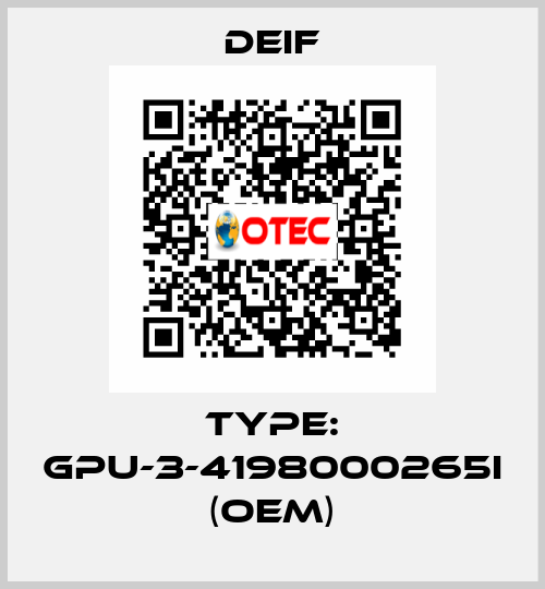 Type: GPU-3-4198000265I (OEM) Deif