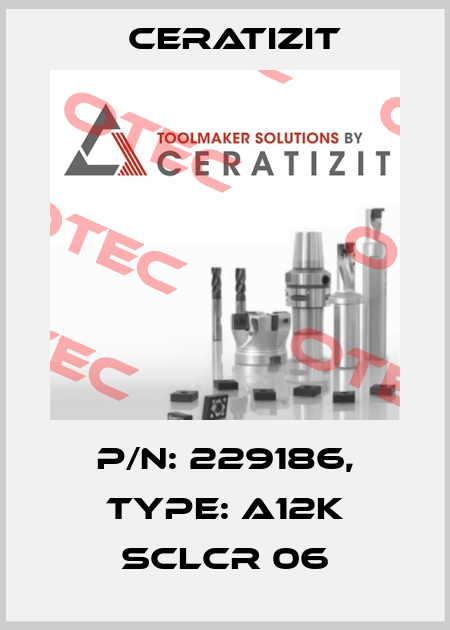 P/N: 229186, Type: A12K SCLCR 06 Ceratizit