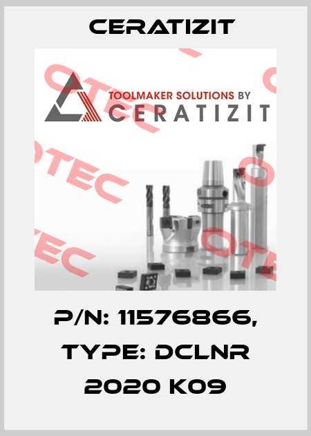 P/N: 11576866, Type: DCLNR 2020 K09 Ceratizit