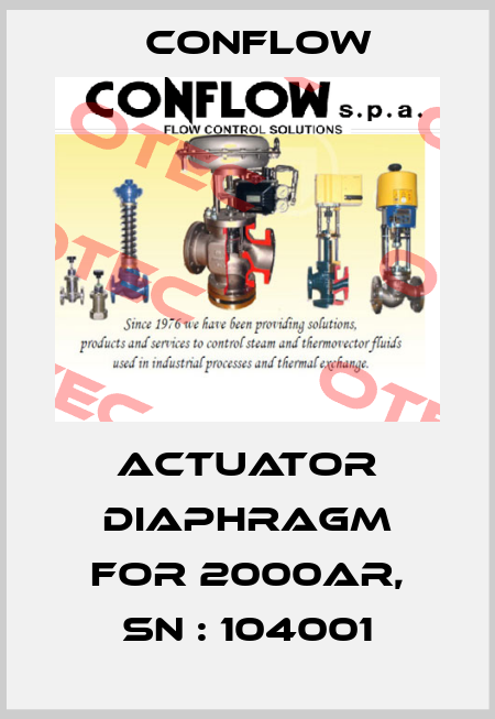 actuator diaphragm for 2000AR, sn : 104001 CONFLOW