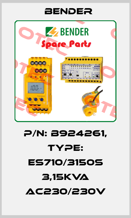 p/n: B924261, Type: ES710/3150S 3,15kVA AC230/230V Bender