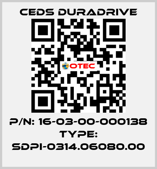 p/n: 16-03-00-000138 type: SDPI-0314.06080.00 Ceds Duradrive
