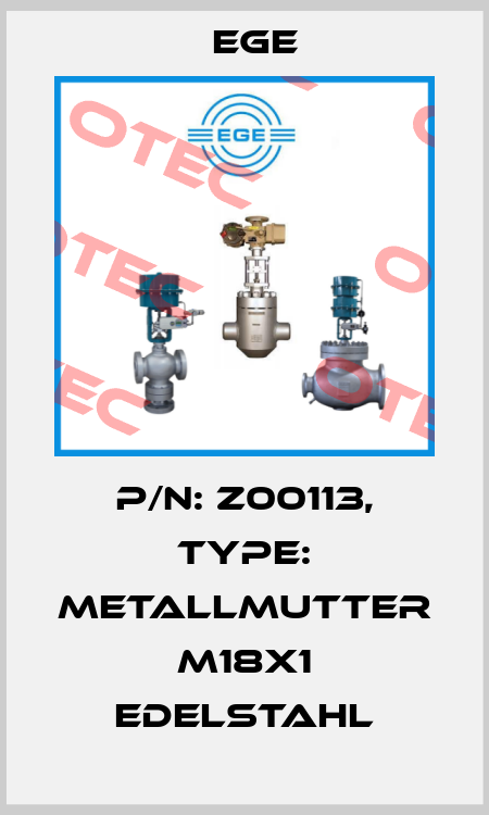 p/n: Z00113, Type: Metallmutter M18x1 Edelstahl Ege