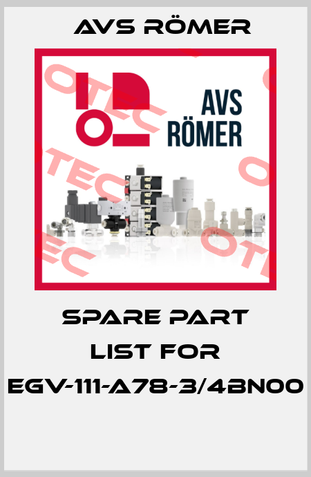 spare part list for EGV-111-A78-3/4BN00  Avs Römer