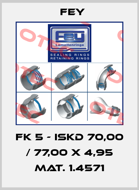 FK 5 - ISKD 70,00 / 77,00 x 4,95 Mat. 1.4571 Fey