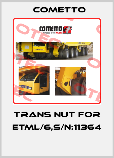 TRANS NUT FOR ETML/6,S/N:11364  Cometto