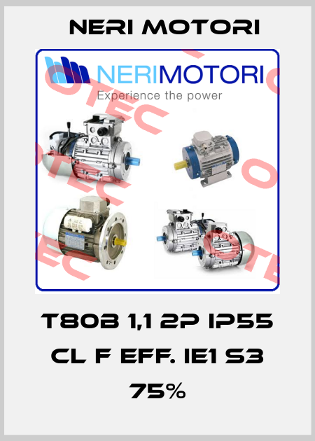 T80B 1,1 2P IP55 CL F eff. IE1 S3 75% Neri Motori