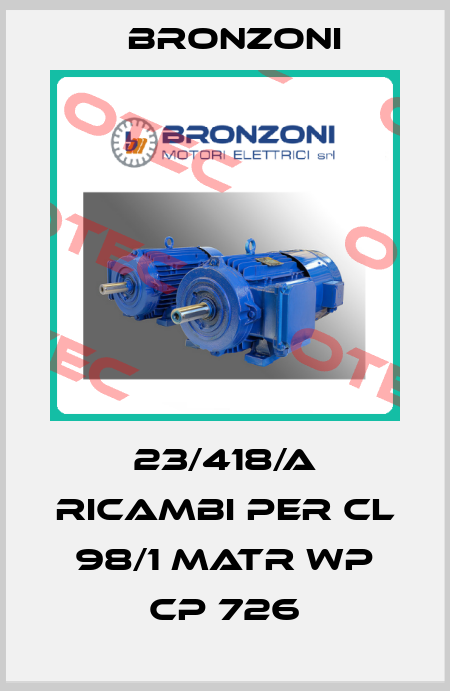 23/418/A RICAMBI PER CL 98/1 MATR WP CP 726 Bronzoni