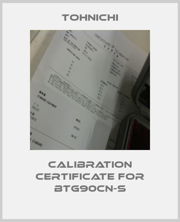 Calibration certificate for BTG90CN-S-big