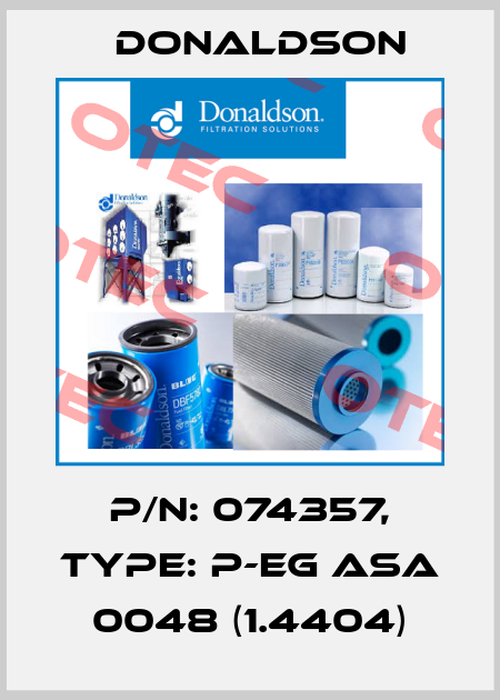 P/N: 074357, Type: P-EG ASA 0048 (1.4404) Donaldson