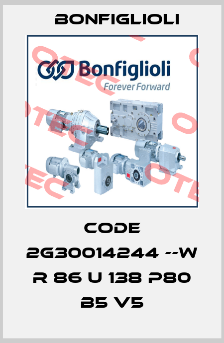 Code 2G30014244 --W R 86 U 138 P80 B5 V5 Bonfiglioli