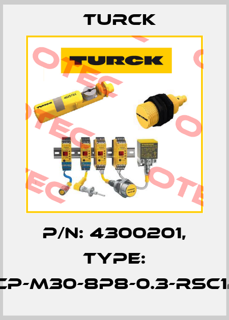 p/n: 4300201, Type: NICP-M30-8P8-0.3-RSC12T Turck
