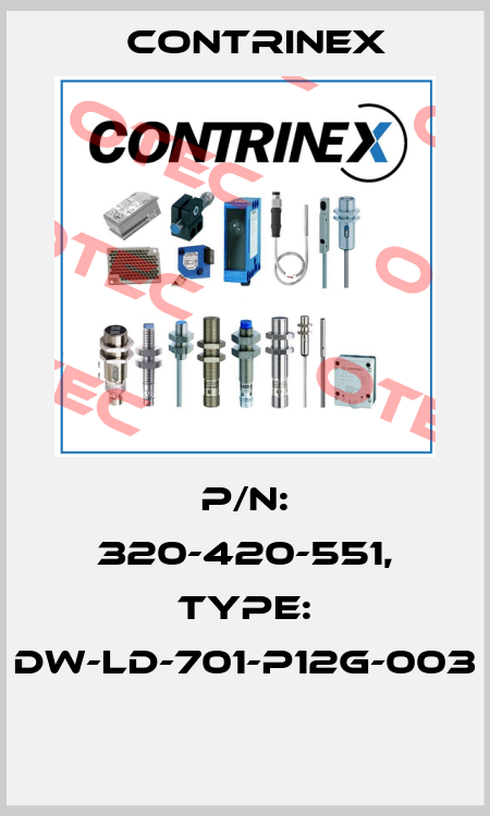 P/N: 320-420-551, Type: DW-LD-701-P12G-003  Contrinex