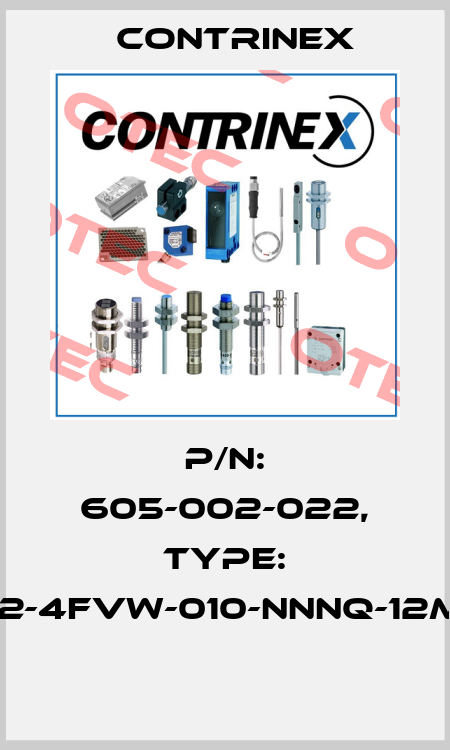 P/N: 605-002-022, Type: S12-4FVW-010-NNNQ-12MG  Contrinex
