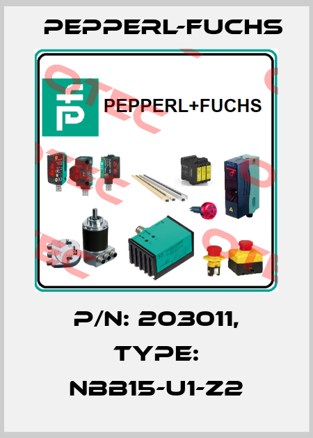 p/n: 203011, Type: NBB15-U1-Z2 Pepperl-Fuchs